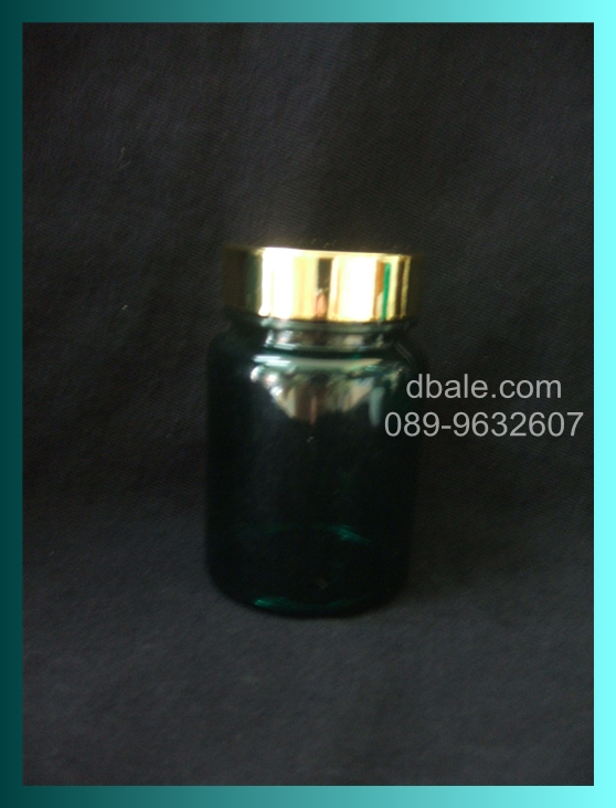 กระปุกยาเม็ดสีเขียวฝาทองเงา 120 กรัม