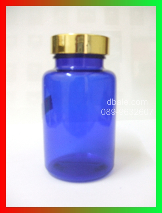กระปุกยาเม็ดสีน้ำเงินฝาทองเงา 80 กรัม