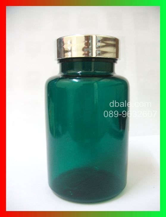 กระปุกยาเม็ดสีเขียวฝาเงินเงา 120 กรัม