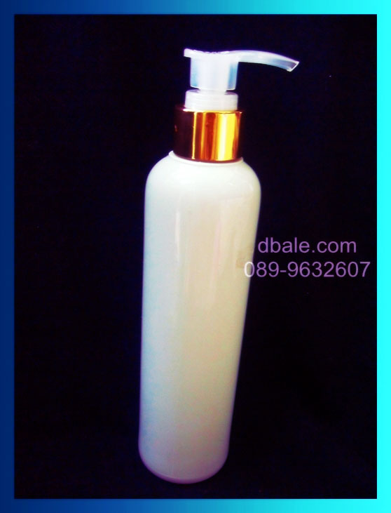 ขวดpetขาวแป้งหัวปั้มใสทองเงา(250ml)