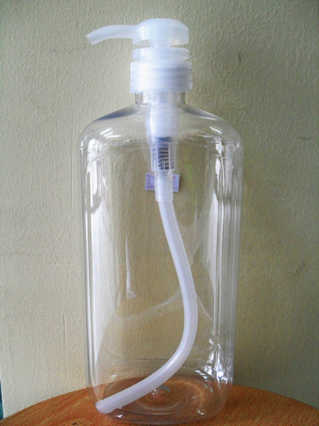 ขวดpetใสเหลี่ยมแบนหัวปั้มใส1000ml