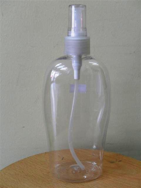 ขวดpetใสแบนลี+หัวสเปรย์ (500ml)