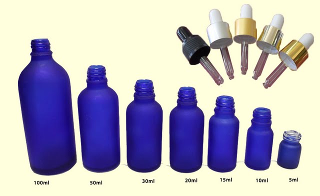 ขวดแก้วขุ่นพ่นทรายสีน้ำเงิน ดรอปเปอร์