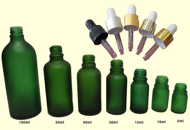 ขวดแก้วขุ่นพ่นทรายสีเขียว ดรอปเปอร์