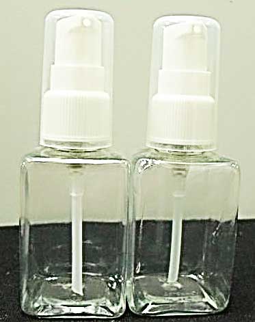 SB ขวดpet-50ml+ปั้มขาวฝาครอบใส คอ 20