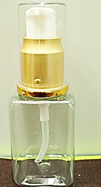 SB ขวดpet-50ml+ปั้มขาวอลูทองด้านฝาครอบใส คอ 20 มม.