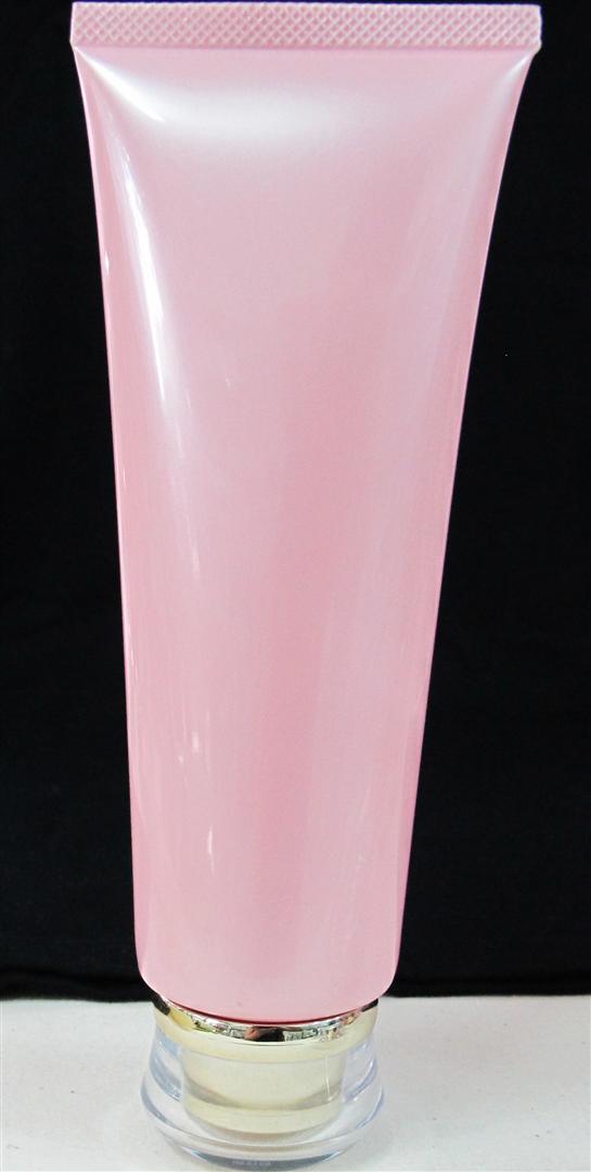 หลอดบีบโฟมสีชมพู+ฝาอคิลิคเห็ดรังโคมทองเงา 120กรัม