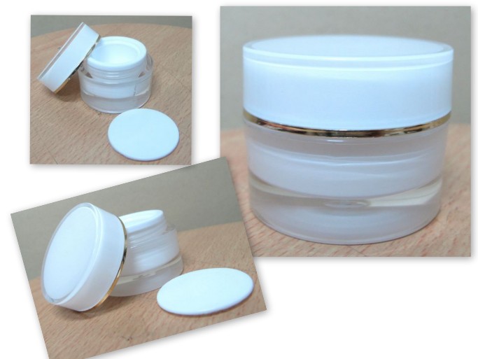 กระปุกกลมตรง สีขาว ขอบขลิบ 10g