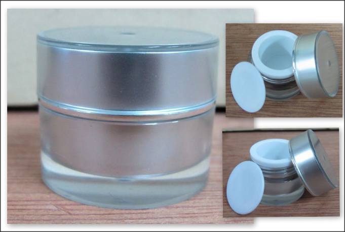กระปุกกลมตรง สีเงินด้าน ขอบขลิบ 10g
