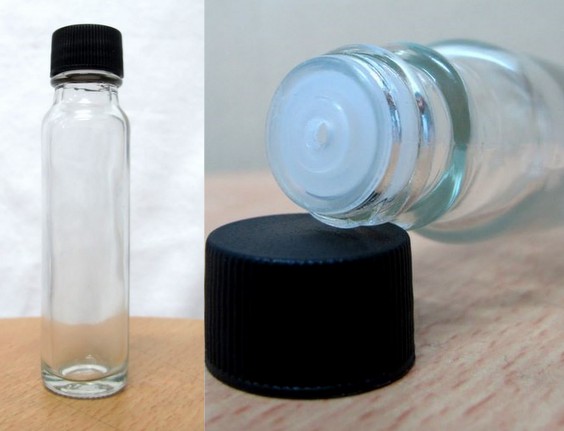 ขวดน้ำมันนวด 24 ml ฝาดำ+จุกรู
