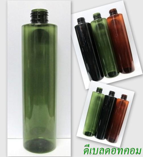 ขวด PET กลมกระบอกเขียวไหล่ตัด 250ml 24/410