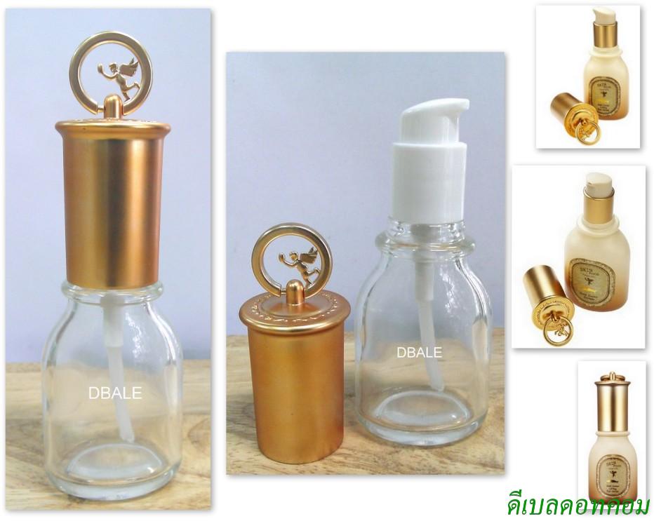 ขวดแก้วเซรั่มสกินฟู้ดฝาหูหิ้ว 30 มล. สีทอง (dcode: 727)
