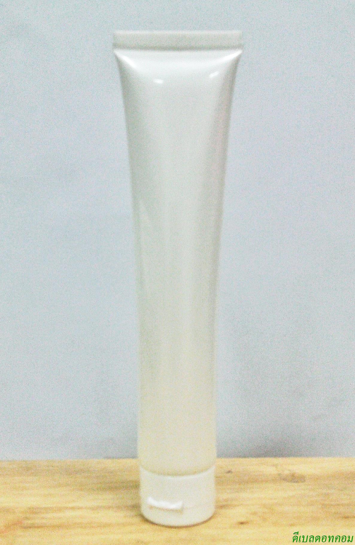 หลอดบีบ สีขาวมุก(เคลือบเงา) 500ml ฝาป๊อกแป๊ก ทรงผอมสูง (dcode: 737)