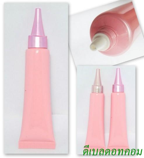 หลอดโฟมชมพูมุกฝาแหลมสั้นเมทาลิคสีชมพู 15 ml