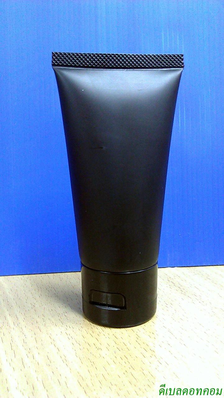 หลอดบีบโฟมสีดำด้าน ฝาป๊อกแป๊กสีดำ 50ml (dcode:453)