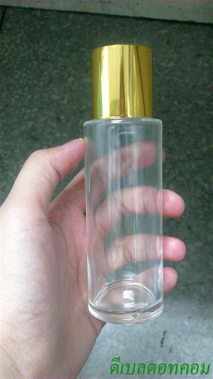 ขวดแก้วใส100ml+ฝาเกลียวเล็ก(หนา)สีทองเงาเรียบคอ 24 มม.+จุกยาง แผ่นรอง