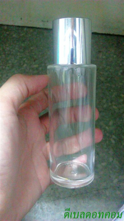ขวดแก้วใส100ml+ฝาเกลียวเล็ก(หนา)เงินเงาเรียบคอ 24 มม.+จุกยาง แผ่นรอง