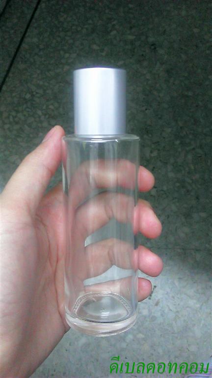 ขวดแก้วใส100ml+ฝาเกลียวเล็ก(บาง)เงินด้านเรียบคอ 24 มม.+จุกยาง แผ่นรอง