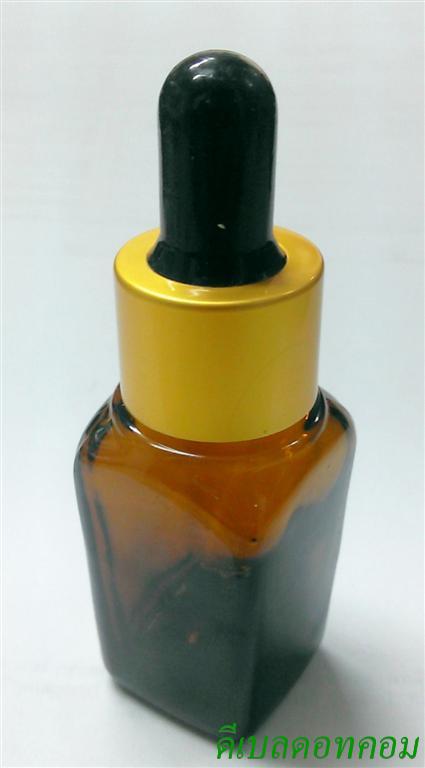 ขวดแก้วอโรมา15mlเหลี่ยม+ดรอปเปอร์สีทองด้าน+จุกดำ