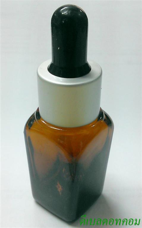 ขวดแก้วอโรมา15mlเหลี่ยม+ดรอปเปอร์สีเงินด้าน+จุกดำ