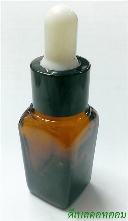 ขวดแก้วอโรมา15mlเหลี่ยม+ดรอปเปอร์สีดำ+จุกขาว