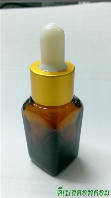 ขวดแก้วอโรมา15mlเหลี่ยม+ดรอปเปอร์สีทองด้าน+จุกขาว