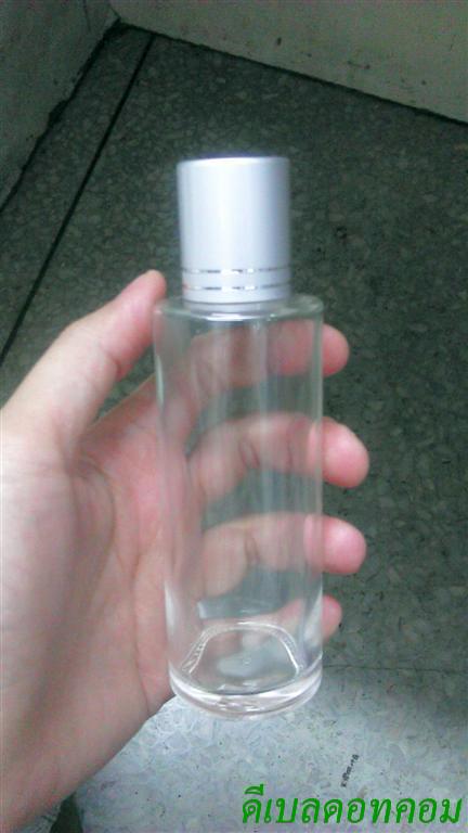 ขวดแก้วใส100ml+ฝาเกลียวเล็ก(บาง)สีเงินด้านคาดริ้วเงิน2เส้นคอ 24 มม.+จุกยาง แผ่นรอง