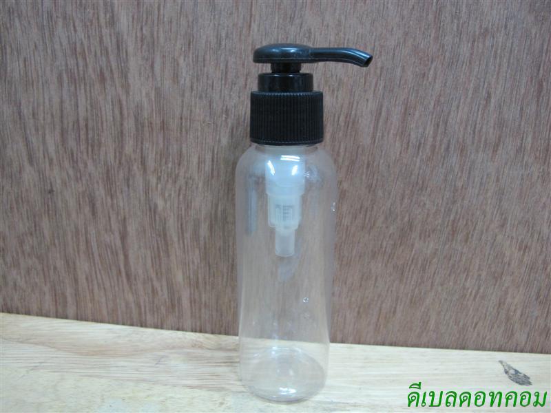 ขวดpet-003(100ml)+หัวปั้มกระดุมงาช้างสีดำ 24มม.