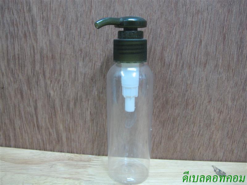 ขวดpet-003(100ml)+หัวปั้มกระดุมงาช้างสีเขียวมะกอก 24มม.