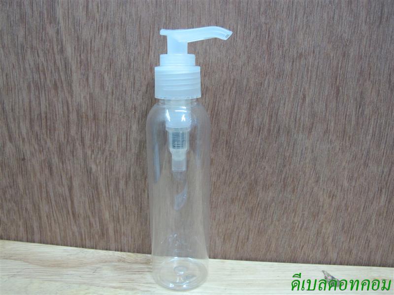 ขวดpet-003(120ml)+หัวปั้มดีดใสปากเป็ด24มม.