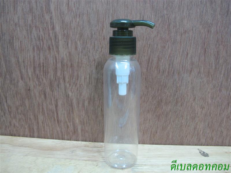 ขวดpet-003(120ml)+หัวปั้มกระดุมงาช้างสีเขียวมะกอก 24มม.