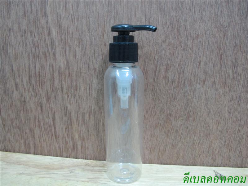 ขวดpet-003(120ml)+หัวปั้มกระดุมงาช้างสีดำ24มม.