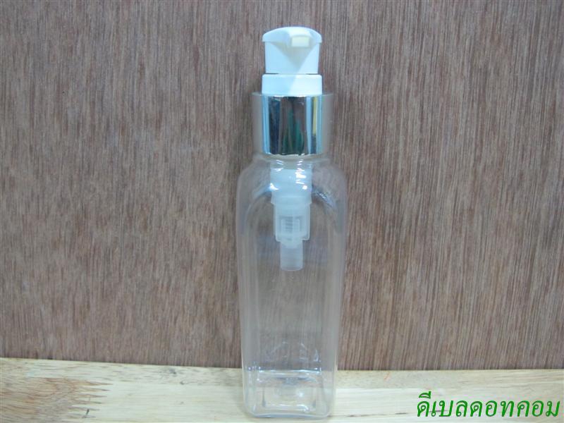 ขวดLU(100ml)+หัวปั้มดีดขาวปากเป็ดเงินเงา 24มม.