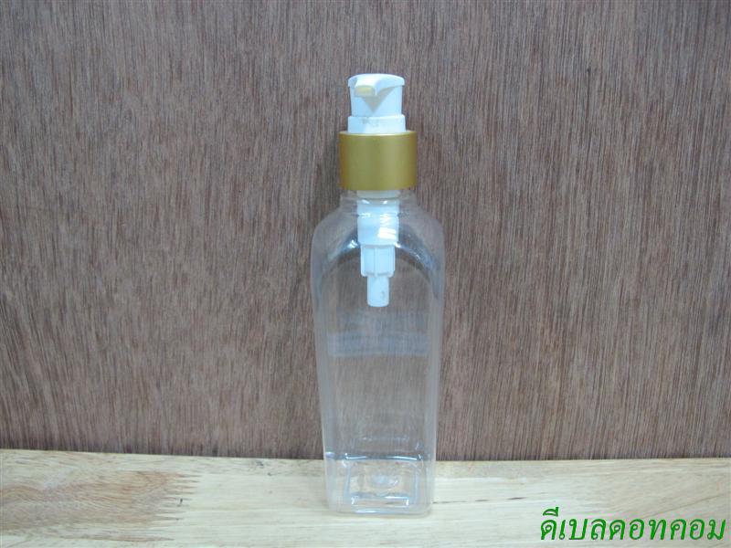 ขวดLU(200ml)+หัวปั้มดีดขาวปากเป็ดทองด้าน 24มม.