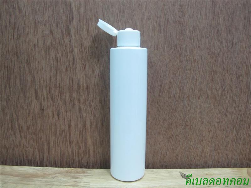 ขวดpet ขาวแป้งทรงกลมกระบอก 200 ml+ฝาป๊อกแป๊กขาว 24มม.