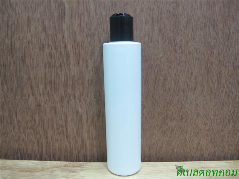 ขวดpet ขาวแป้งทรงกลมกระบอก 200 ml+ฝากดสีดำ24มม.