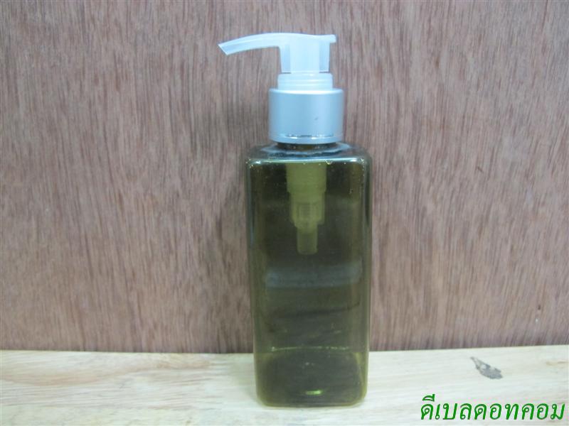 SB-180ml(สีเขียวมะกอก)+หัวปั้มดีดใสปากเป็ดเงินด้านคาดริ้วเงิน  24มม.