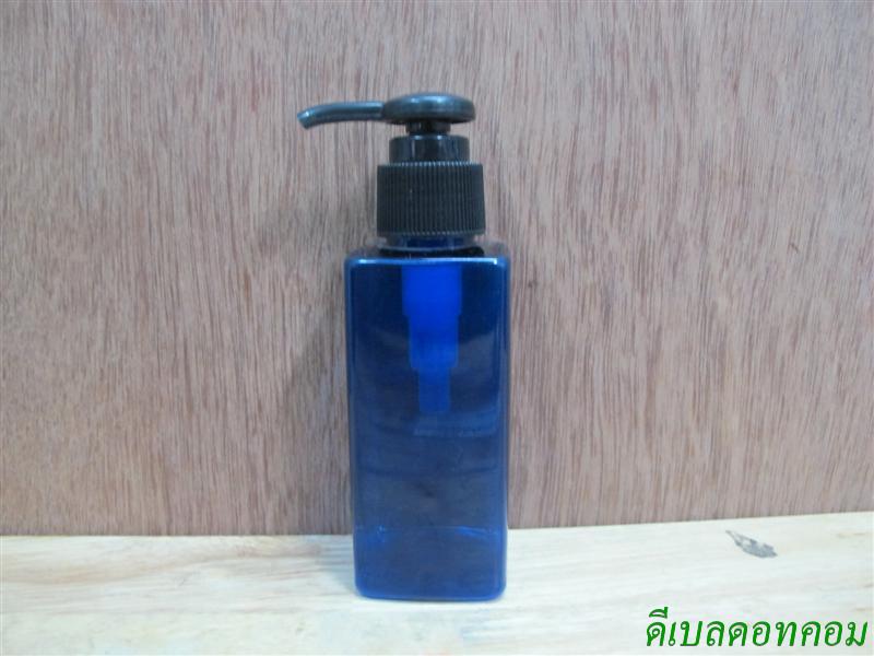 SB-120mlเหลี่ยม(สีน้ำเงิน)+หัวปั้มกระดุมงาช้างสีดำ  24มม.