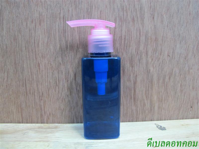 SB-120mlเหลี่ยม(สีน้ำเงิน)+ปั้มกระโดดพลาสติกสีชมพู    24มม.