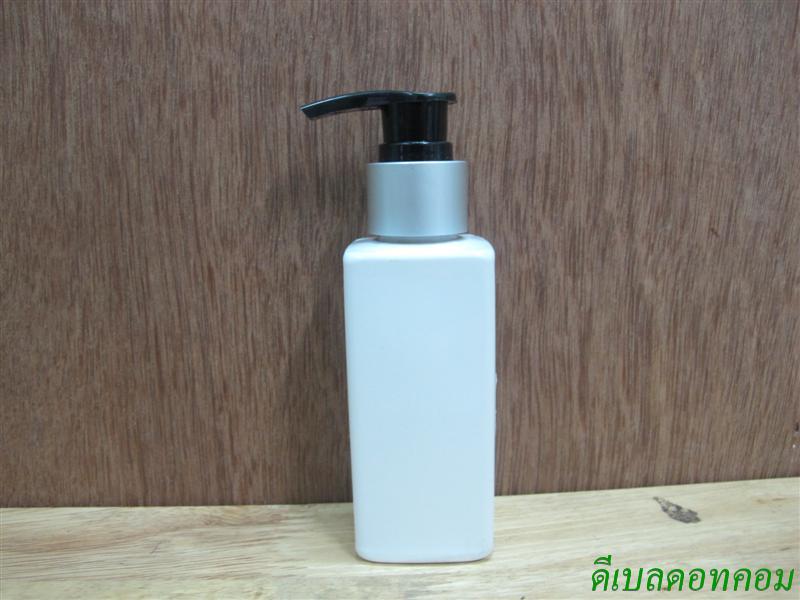 SB-120ml(ขาว)+หัวปั้มดีดดำปากเป็ดขอบเงินด้าน  24มม.