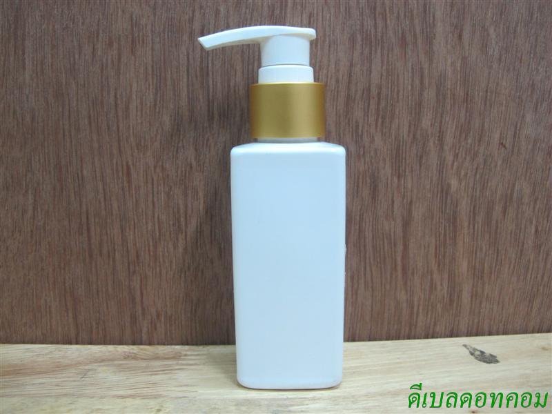 SB-120ml(ขาว)+หัวปั้มดีดขาวปากเป็ดขอบทองด้าน  24มม.