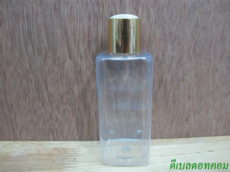 pet เหลี่ยม SB 180 ml. สีใส+ฝากดขาวขอบทองเงา 24มม.