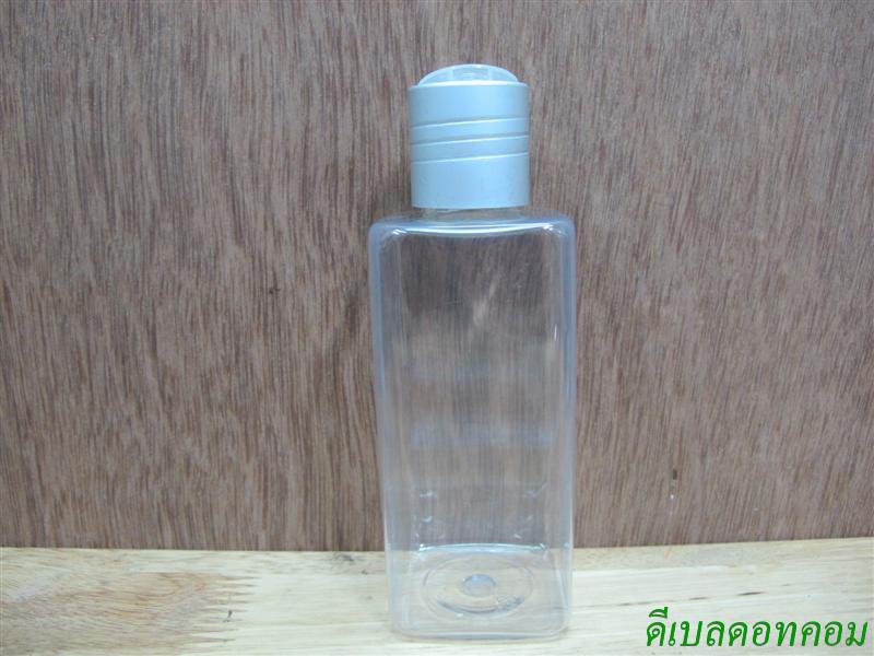 pet เหลี่ยม SB 180 ml. สีใส+ฝากดใสขอบเงินด้านนูน 24มม.