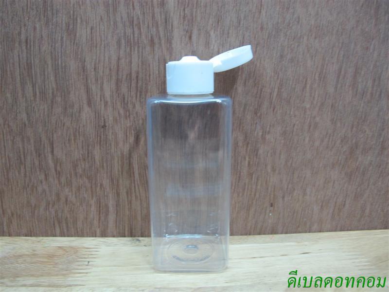 pet เหลี่ยม SB 180 ml. สีใส+ฝาป๊อกแป๊กสีขาว 24มม.