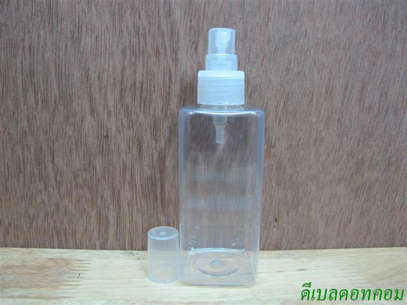pet เหลี่ยม SB 180 ml. สีใส+สเปรย์ใสฝาครอบใส 24มม.