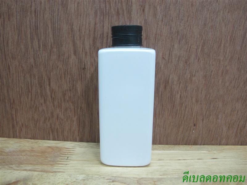 pet เหลี่ยม SB 180สีขาว+ฝาเกลียวพลาสติกสีดำ 24มม.