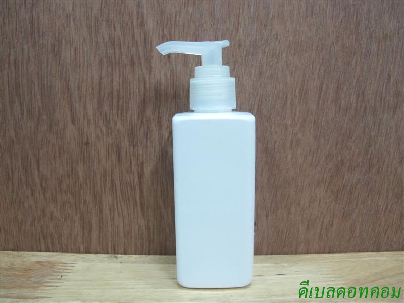 pet เหลี่ยม SB 180สีขาว+หัวปั้มดีดสีใสปากเป็ด 24มม.