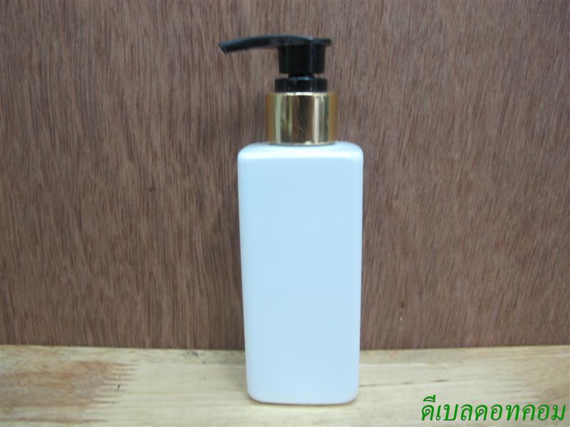 pet เหลี่ยม SB 180สีขาว+หัวปั้มดีดสีดำปากเป็ดทองเงา 24มม.