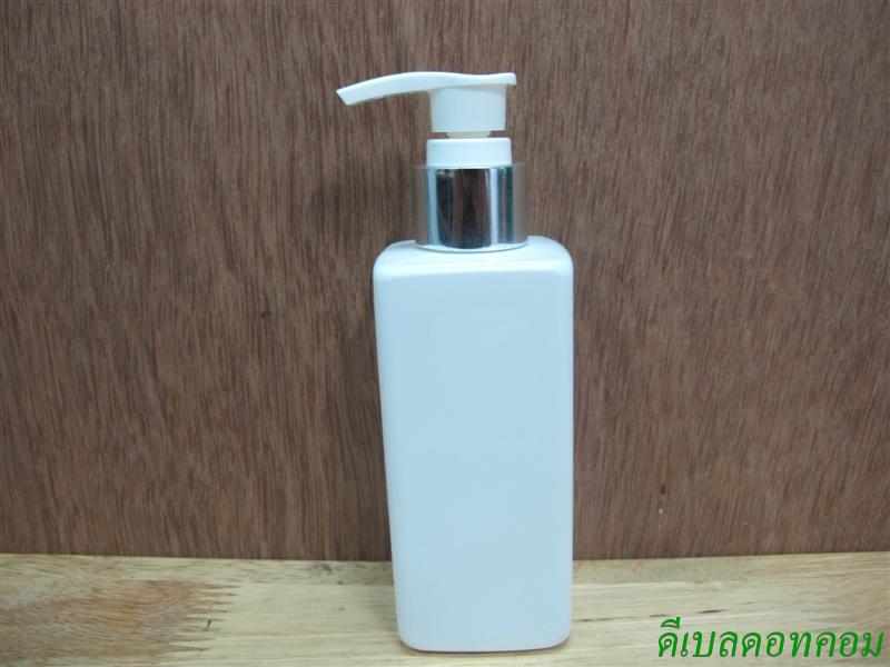 pet เหลี่ยม SB 180สีขาว+หัวปั้มดีดสีขาวปากเป็ดเงินเงา 24มม.