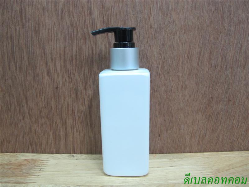 pet เหลี่ยม SB 180สีขาว+หัวปั้มดีดสีดำปากเป็ดเงินด้าน 24มม.